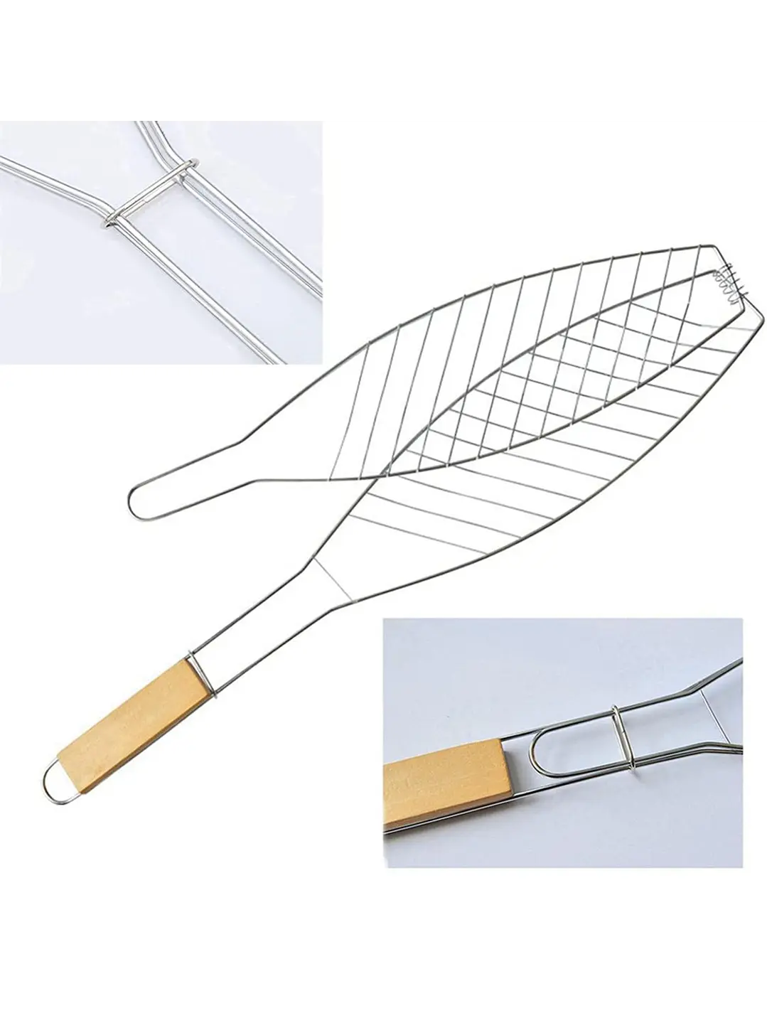 Rejilla Para Asar Vegetales Y Pescado Xl Madera 6
