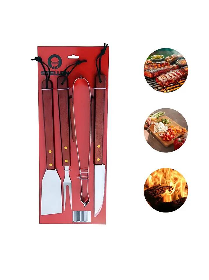 Set Parrillero De 4 Utensilios Para Barbarcoa 9