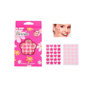 PARCHE ANTI GRANITOS FLOR CORAZÓN 30 STICKERS- FLAMENCO