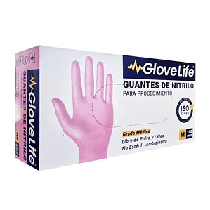 Guantes De Nitrilo Descartables Rosado Caja Por 100 Unds