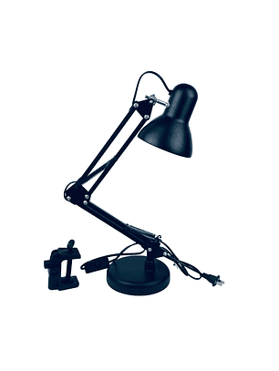 Lámpara de Escritorio Negra con Base y Pinza