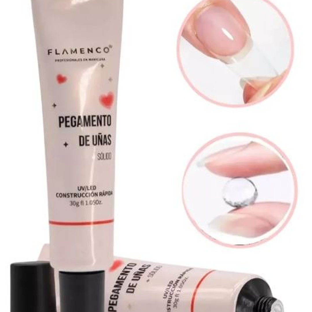 PEGAMENTO PARA UÑAS SOFT GEL FLAMENCO SOLIDO 30G 1