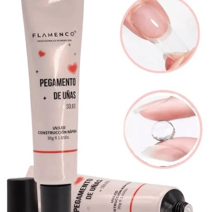 PEGAMENTO PARA UÑAS SOFT GEL FLAMENCO SOLIDO 30G 1