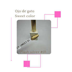 esmalte ojo de gato sweet color flash silver 01 