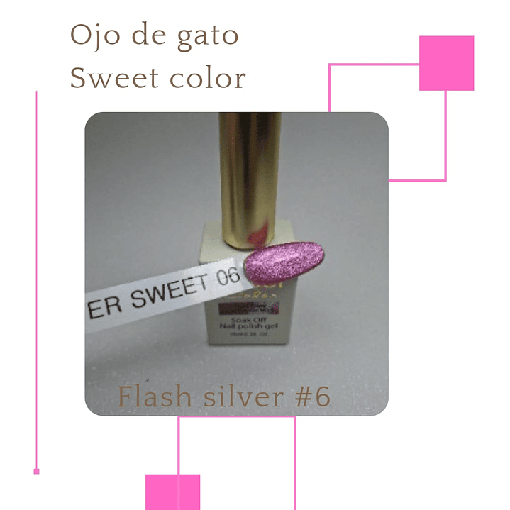 esmalte ojo de gato sweet color flash silver 6 1