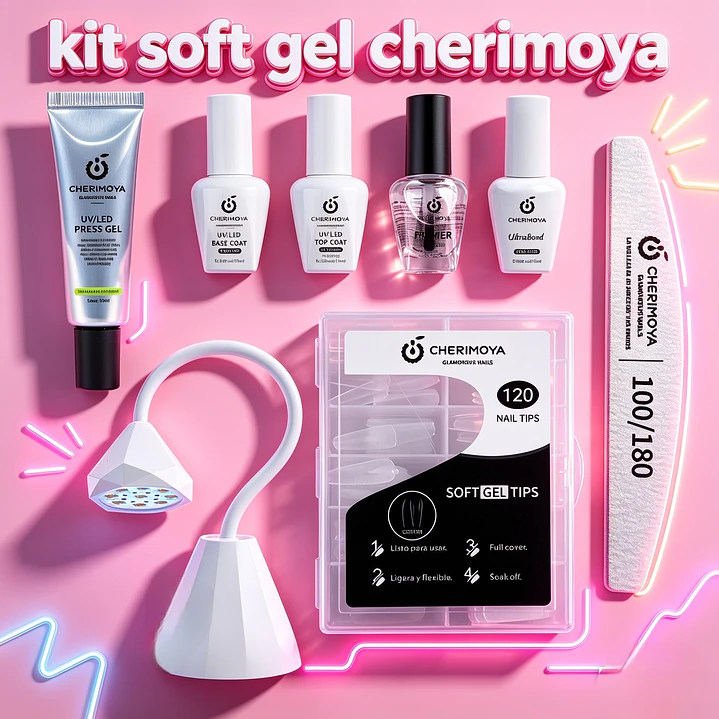 kit para uñas soft gel cherimoya  1