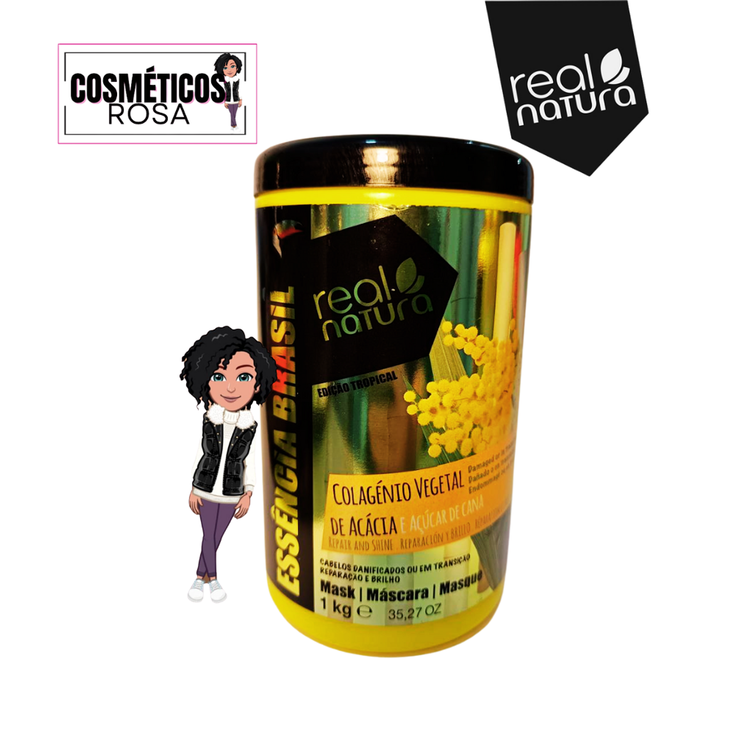 💚Máscara Capilar Colágeno Vegetal de Acácia e Açúcar de Cana - 1kg Descrição: