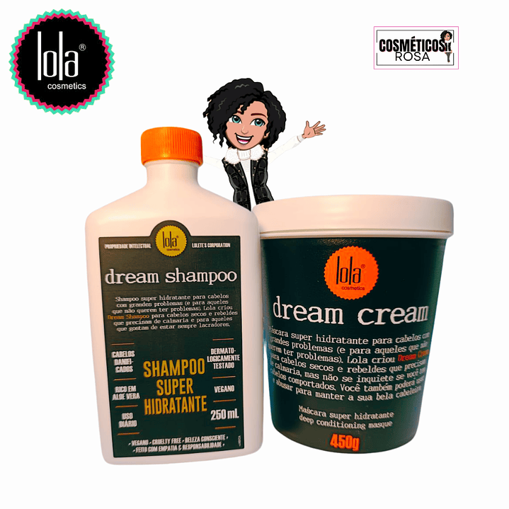 Kit Lola Cosméticos Dream Shampoo + Dream Cream – Hidratação Profunda para Cabelos Rebeldes