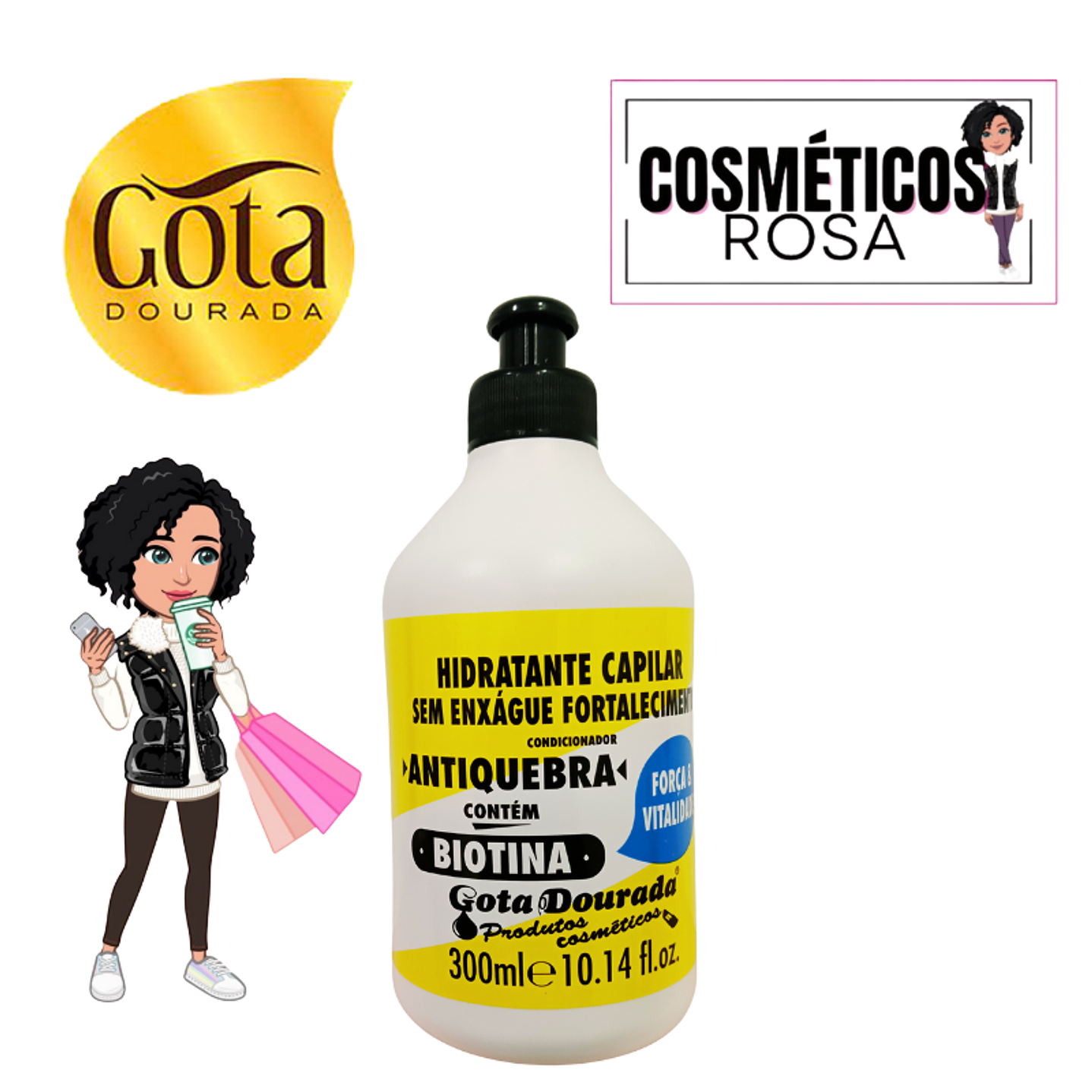💚Gota Dourada, creme pentear biotina 320ml