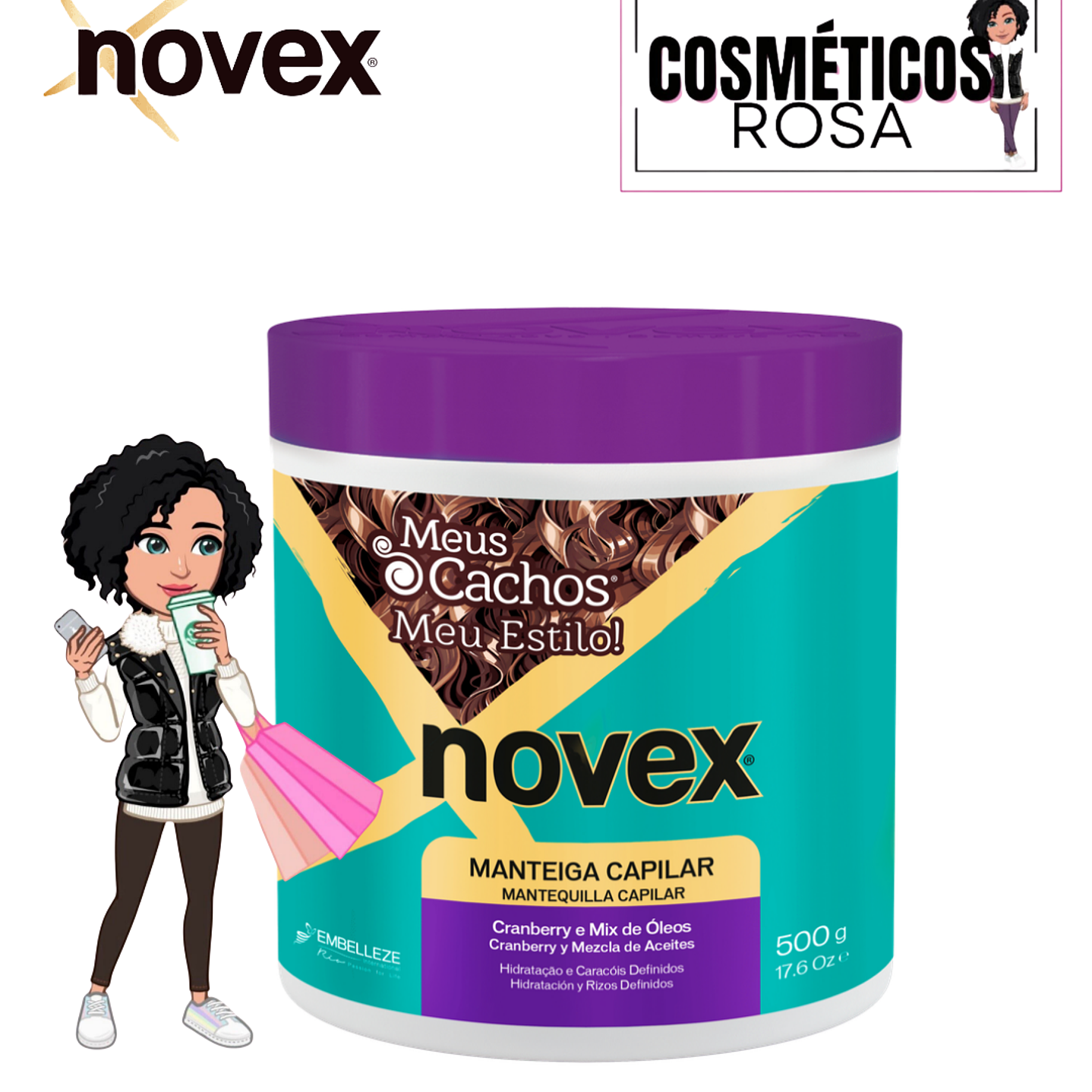 Novex Manteiga capilar Hidratação profunda, Nutrição, Definição,500g