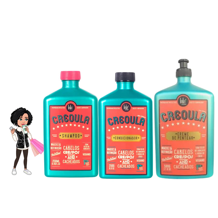 ✅Kit Lola Creoula - Shampoo, Condicionador e Creme de Pentear