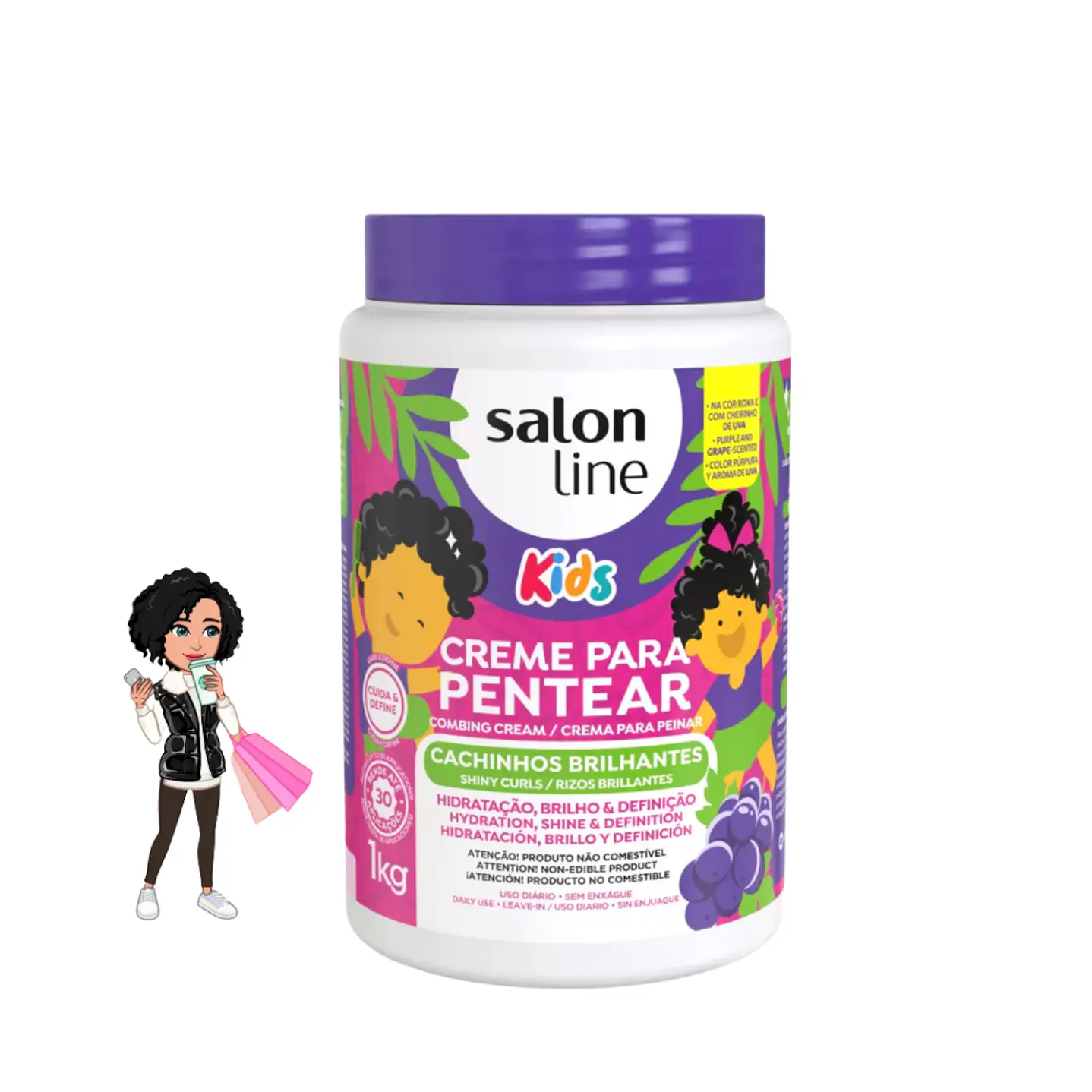 ✅Salon Line Kids Creme para Pentear Cachinhos Brilhantes 1kg