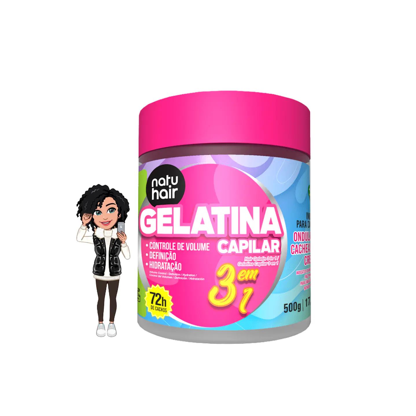 Natuhair gelatina 3 em 1 de 500g