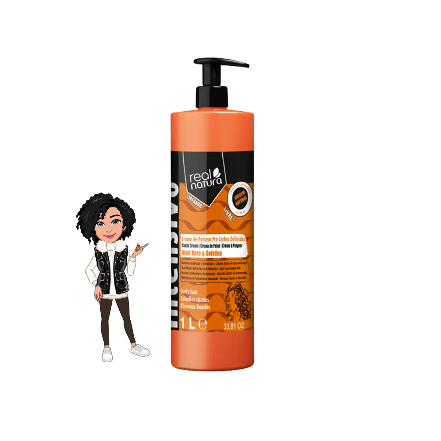 💚Real Natura Creme de Pentear umidificador Pro-Cachos 1L