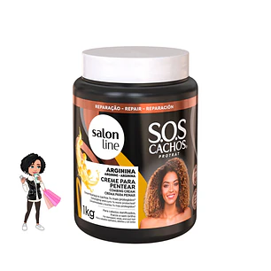 ✅Salon Line SOS Cachos Protrat Creme Para Pentear Arginina - 1kg