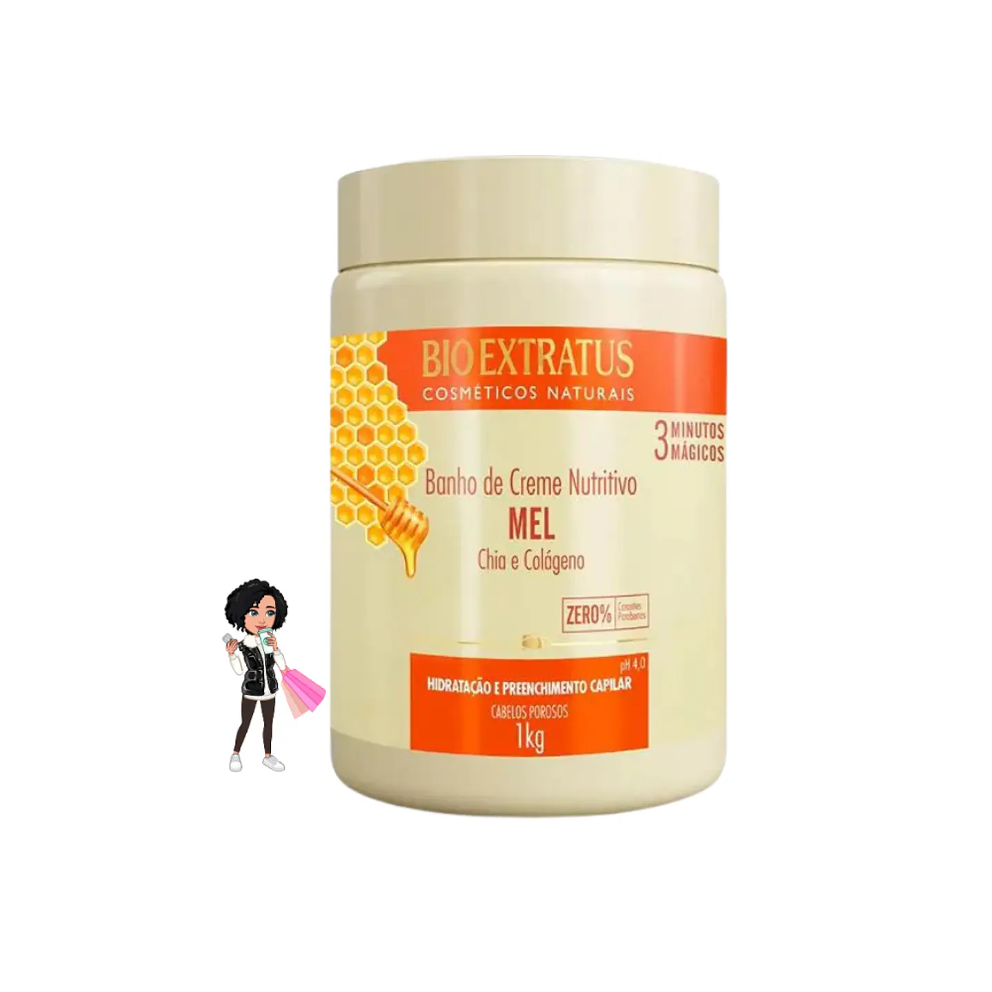✅Máscara - Banho de Creme Reparador Mel, Chia & Colágeno