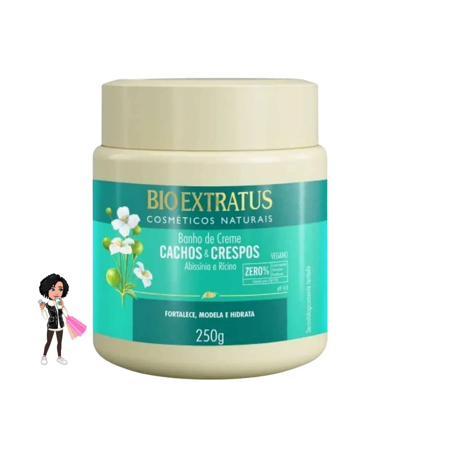 Banho de Creme Cachos & Crespos (250g) - Hidratação Profunda e Fortalecimento 250 g