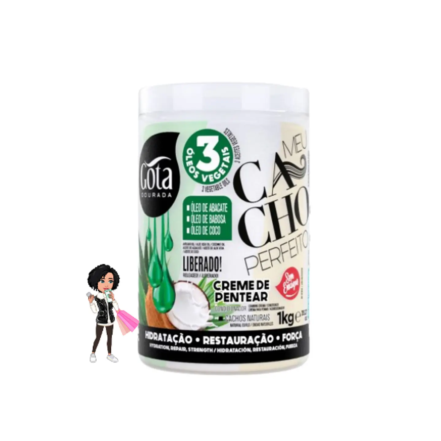 ✅Creme para Pentear Gota Dourada Abacate, Babosa & Coco -1kg