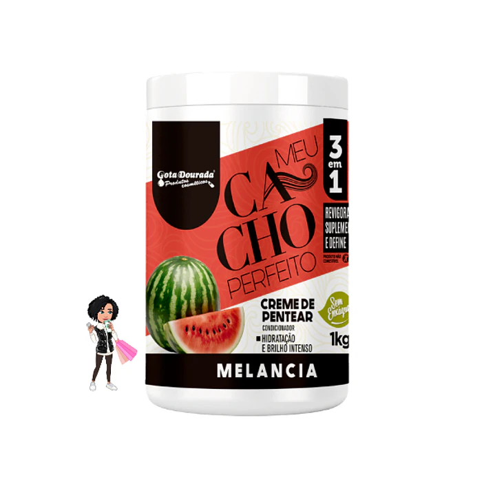✅Creme Pentear Melancia Gota dourada 1kg 
