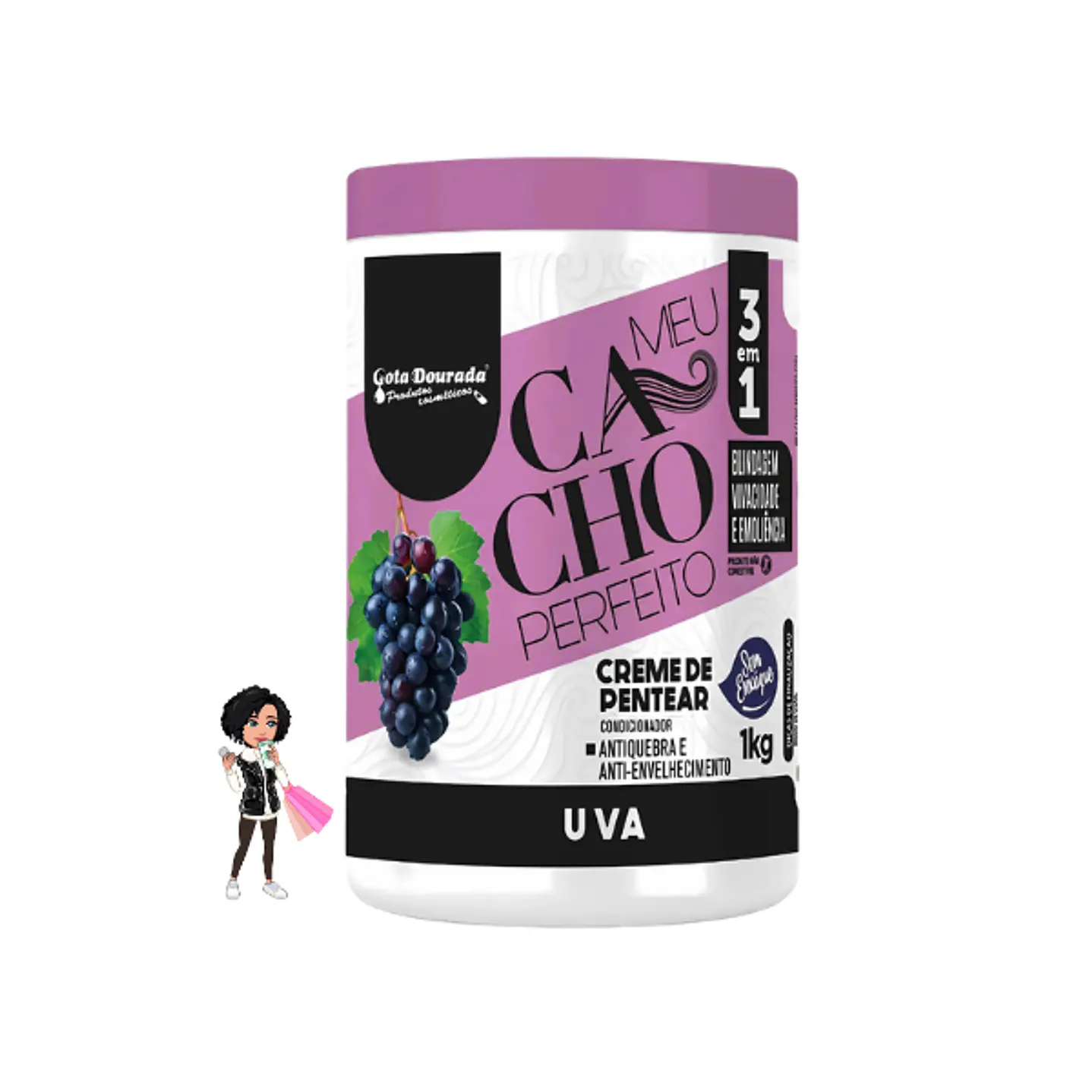 ✅Creme para Pentear Uva Gota Dourada 1kg
