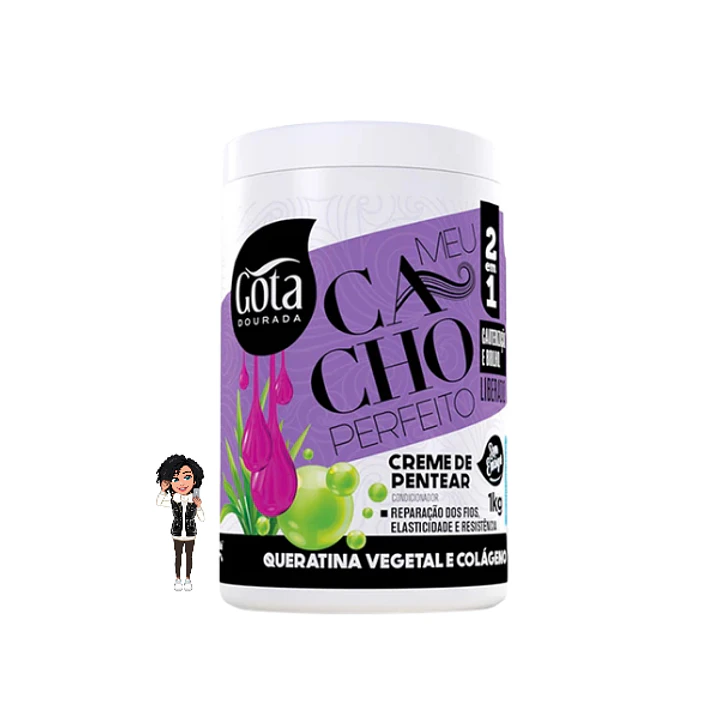 ✅Creme Pentear Gota Dourada Queratina Vegetal & Colágeno – 1kg