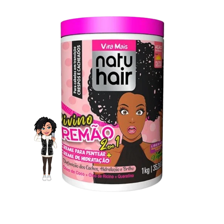 ✅Creme Pentear Divino Cremão 2em1 Natuhair 1kg 