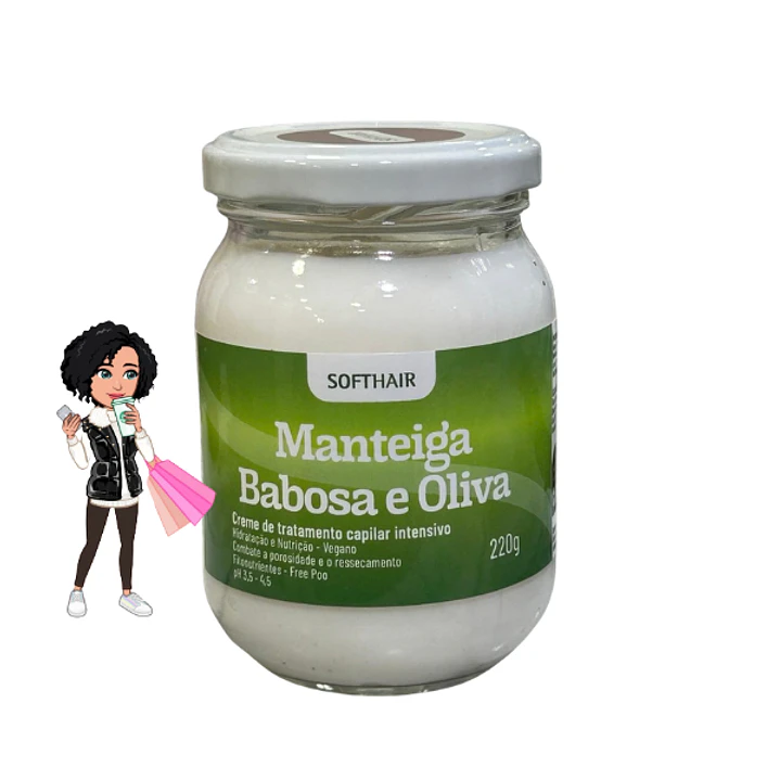 ✅Manteiga de Babosa e Oliva Soft Hair 220g