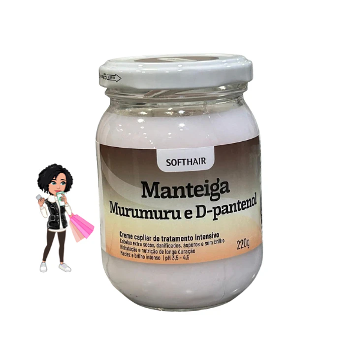 ✅Manteiga Murmurou e D-pantenol Soft Hair 220g