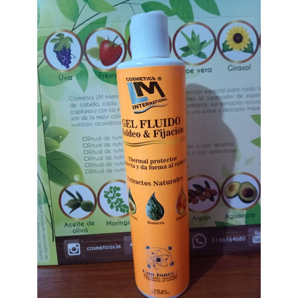 Gel Fluido Moldeo & Fijación - Protector Térmico-Crema para Peinar x 340ml.