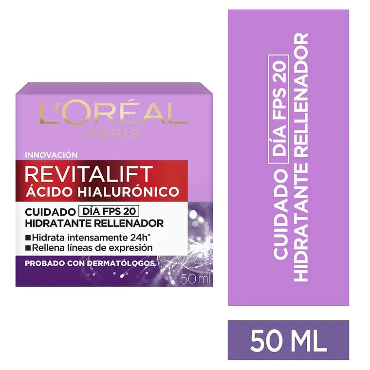 Crema Hidratante Facial RevitaLif Acido Hialuronico 50 ML - LOREAL  1
