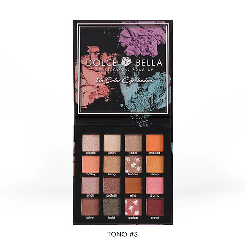 Paleta Sombra x16 Colores Professional Make Up Tono #3 - DOLCE BELLA