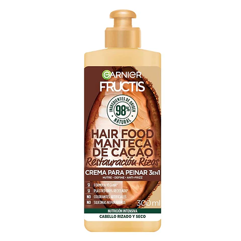 Crema Para Peinar Fructis Hair Food Manteca Cacao 300 ML - GARNIER
