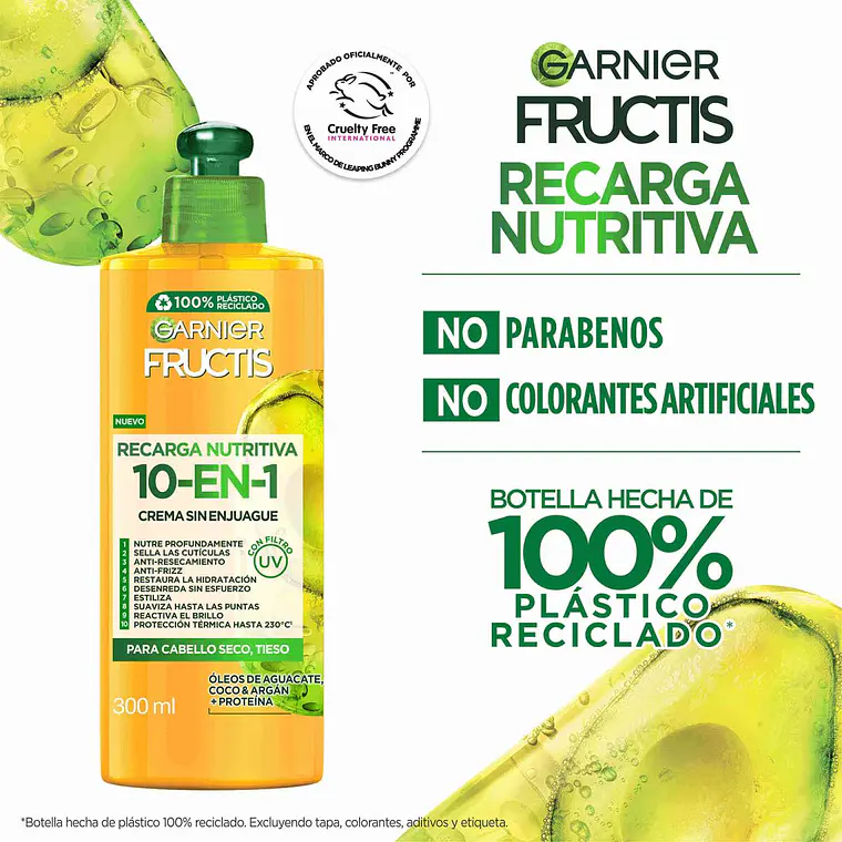 Crema Cabello Recarga Nutritiva Fructis 10 en 1 300 ML - GARNIER 3