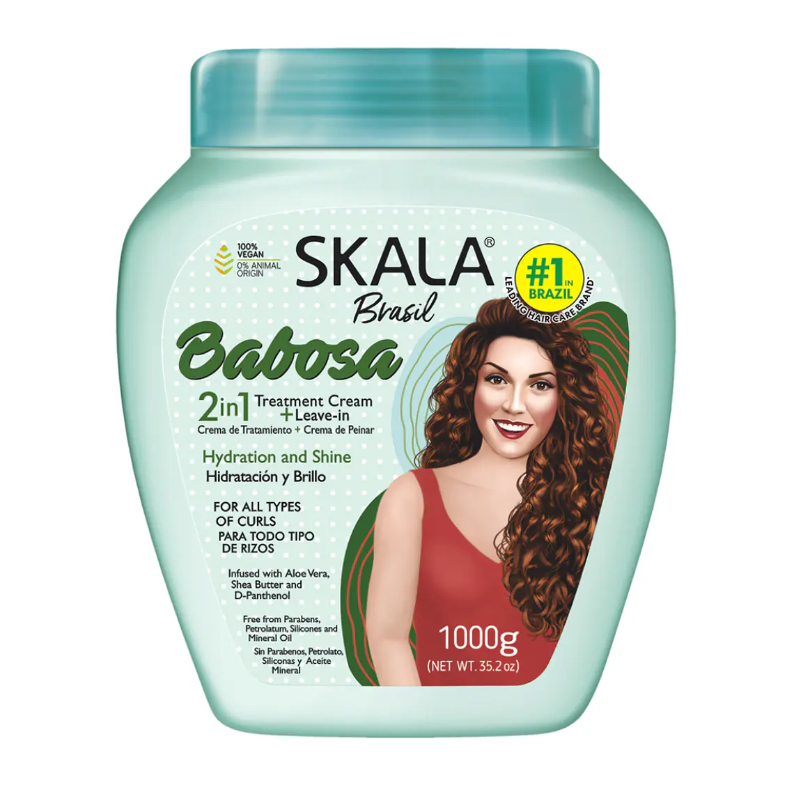 Mascara Babosa ( Aloe Vera ) 2 en 1 Tratamiento + Peinar Hidratación y Brillo - SKALA 1