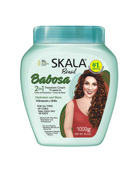 Mascara Babosa ( Aloe Vera ) 2 en 1 Tratamiento + Peinar Hidratación y Brillo - SKALA