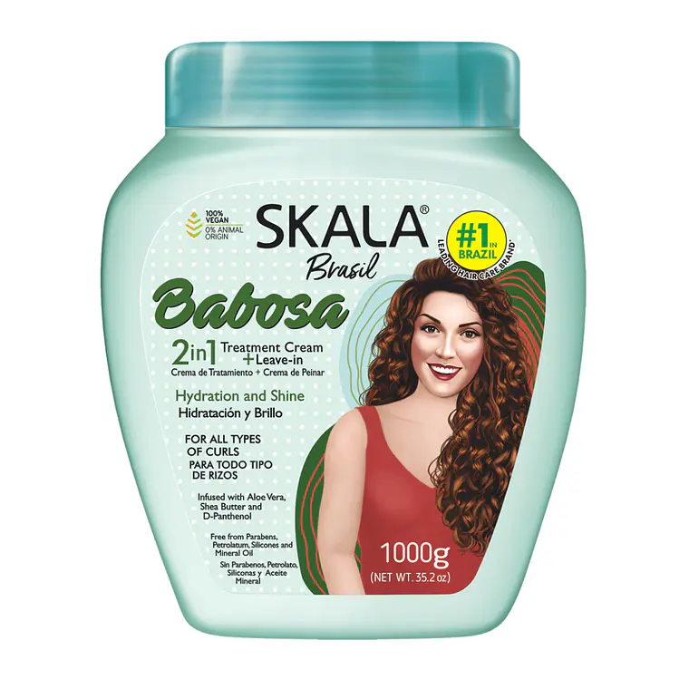 Mascara Babosa ( Aloe Vera ) 2 en 1 Tratamiento + Peinar Hidratación y Brillo - SKALA 1