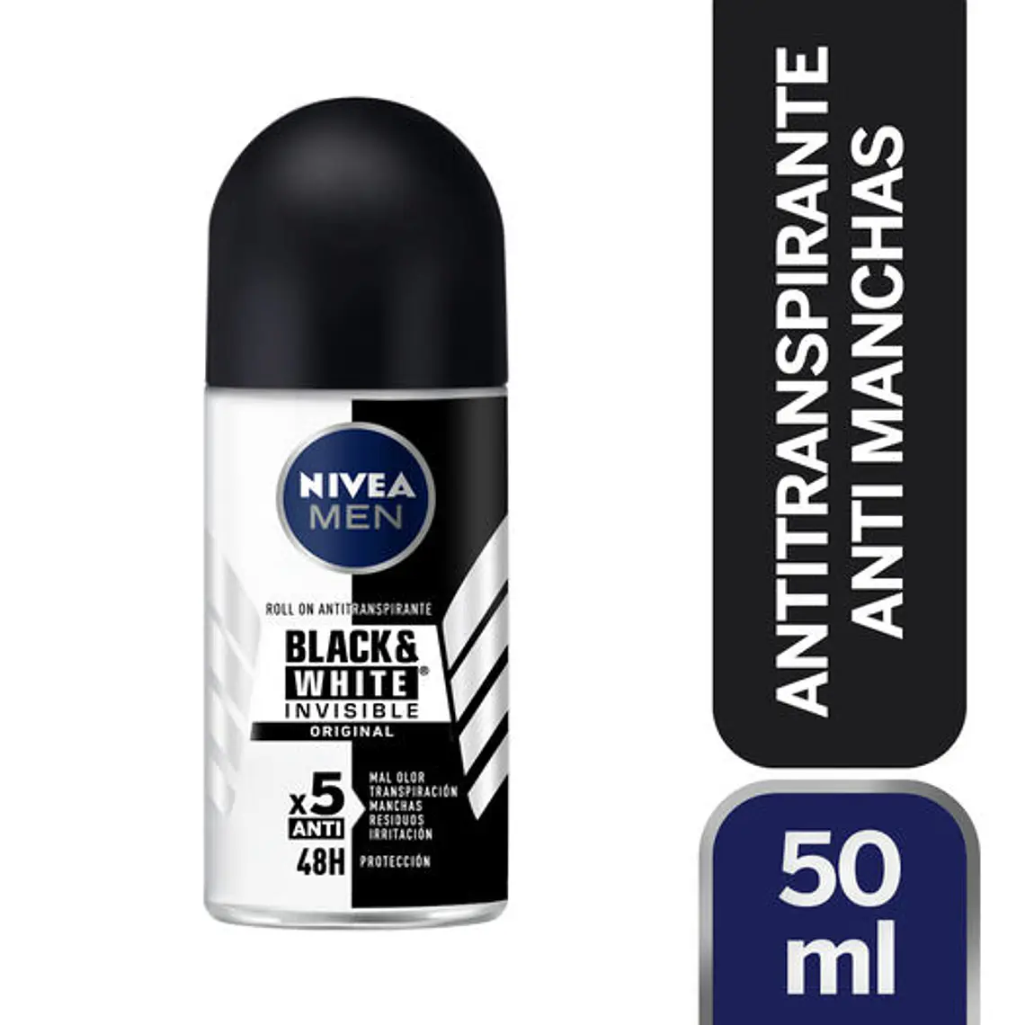Desodorante roll on Nivea men Invisible B&W 50ml - NIVEA 1