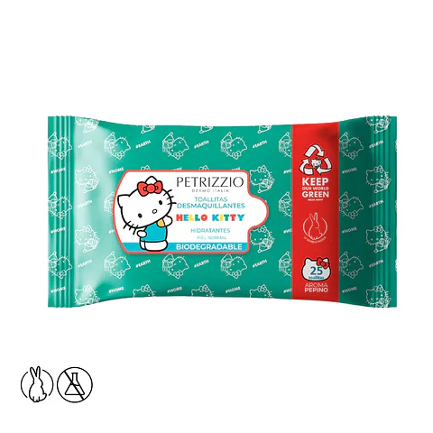 Toallitas Desmaquillantes Biodegradable Pepino Hello Kitty - PETRIZZIO