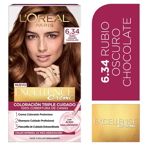 Tintura Excellence Creme 6.34 Rubio Oscuro Chocolate - LOREAL