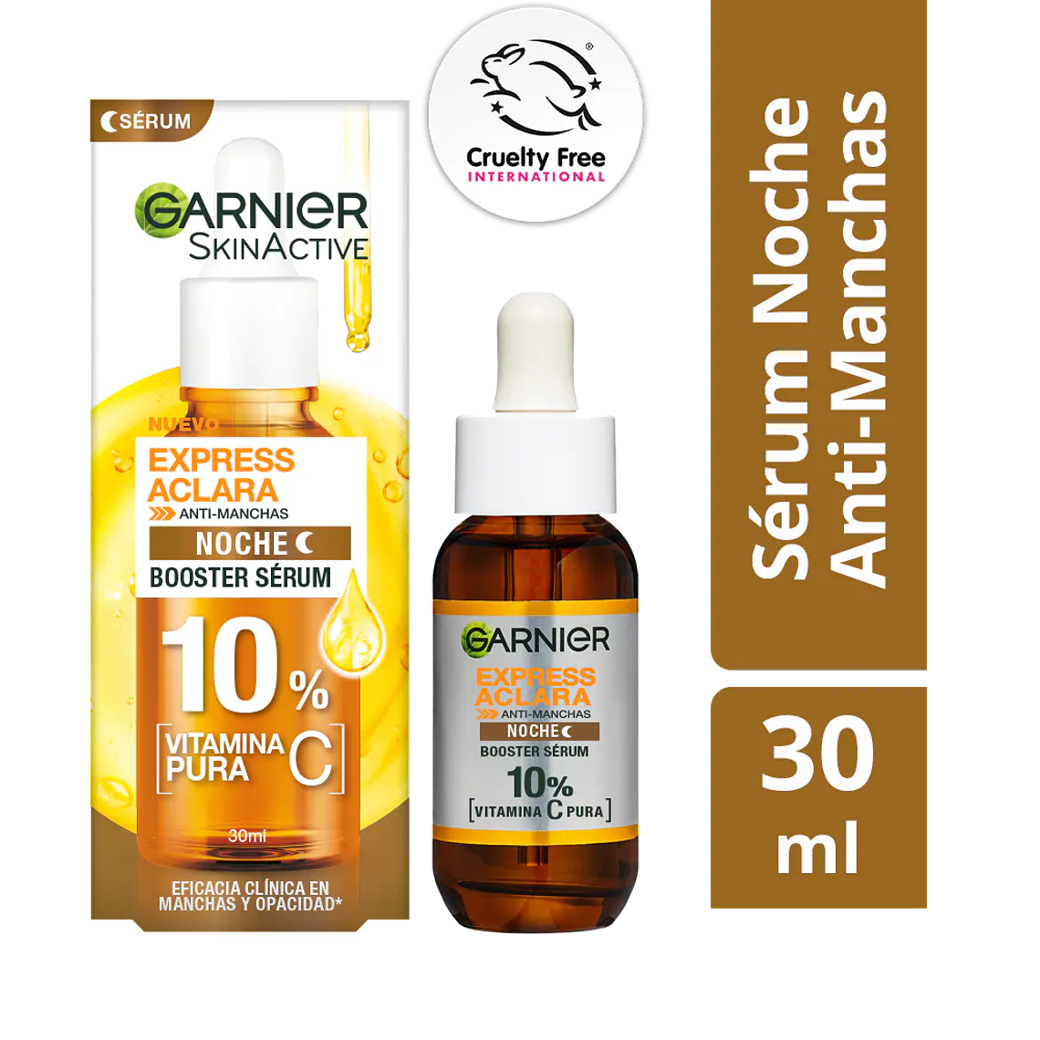 Sérum Booster Anti-Manchas Noche 10% Vitamina C Express Aclara 30 ML - GARNIER 1