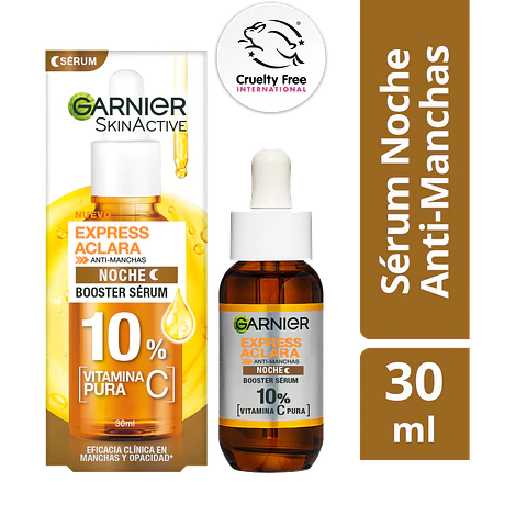 Sérum Booster Anti-Manchas Noche 10% Vitamina C Express Aclara 30 ML - GARNIER