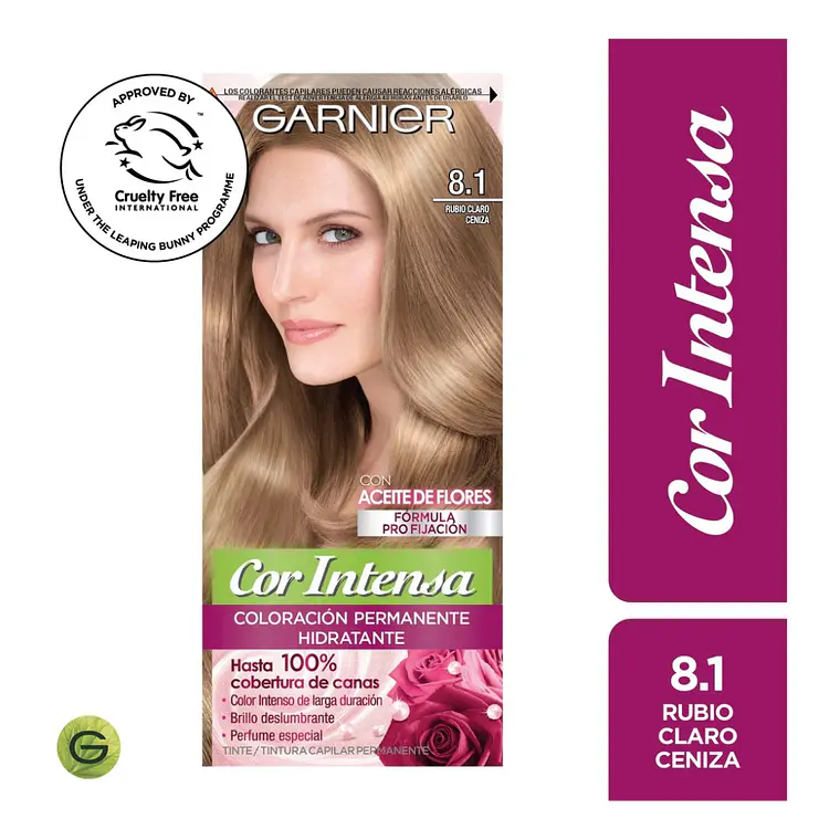 Tintura Cor Intensa Rubio Claro Ceniza 8.1 45 G - GARNIER 1