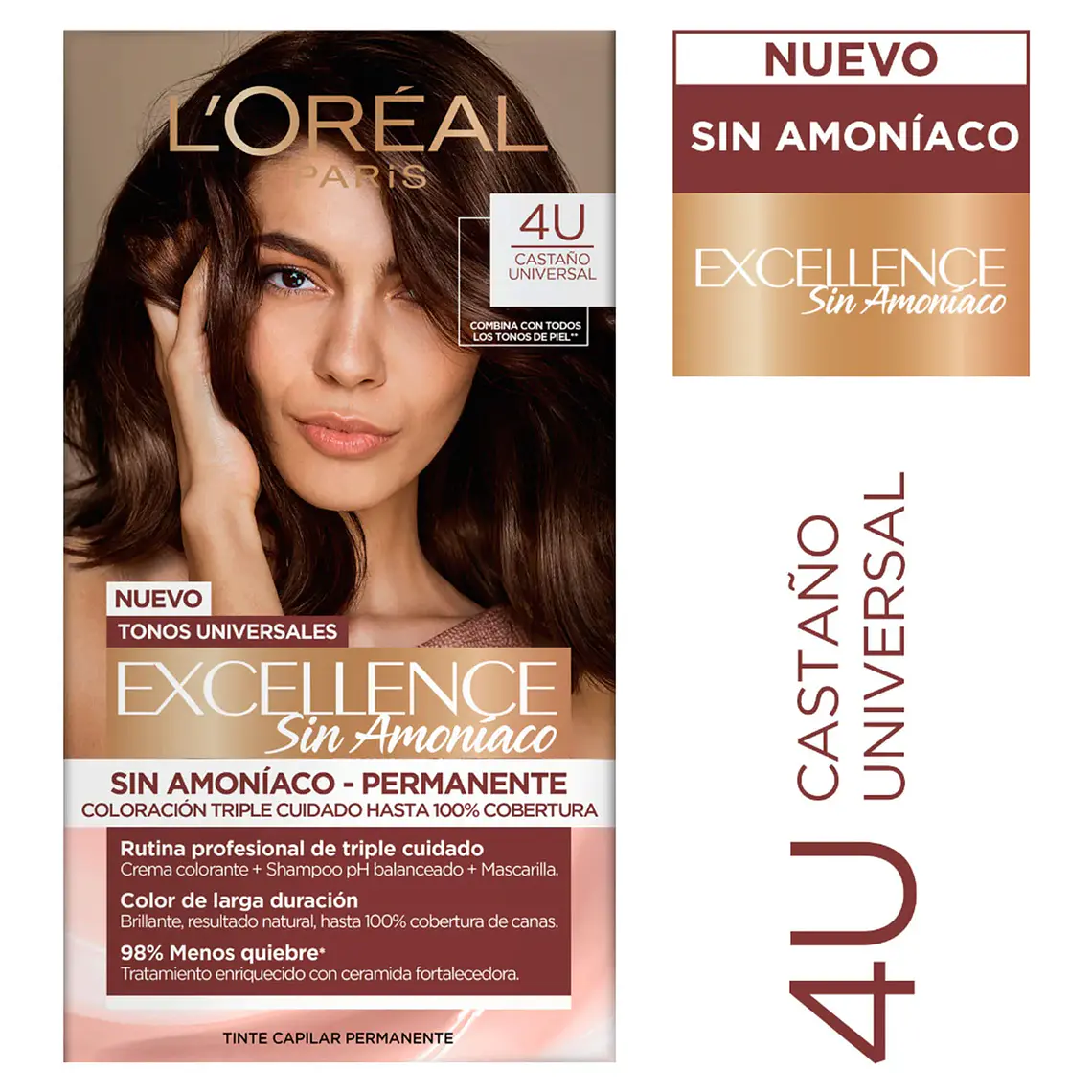 Tintura Excellence Castaño Universal 4U Sin Amoníaco  - LOREAL 1