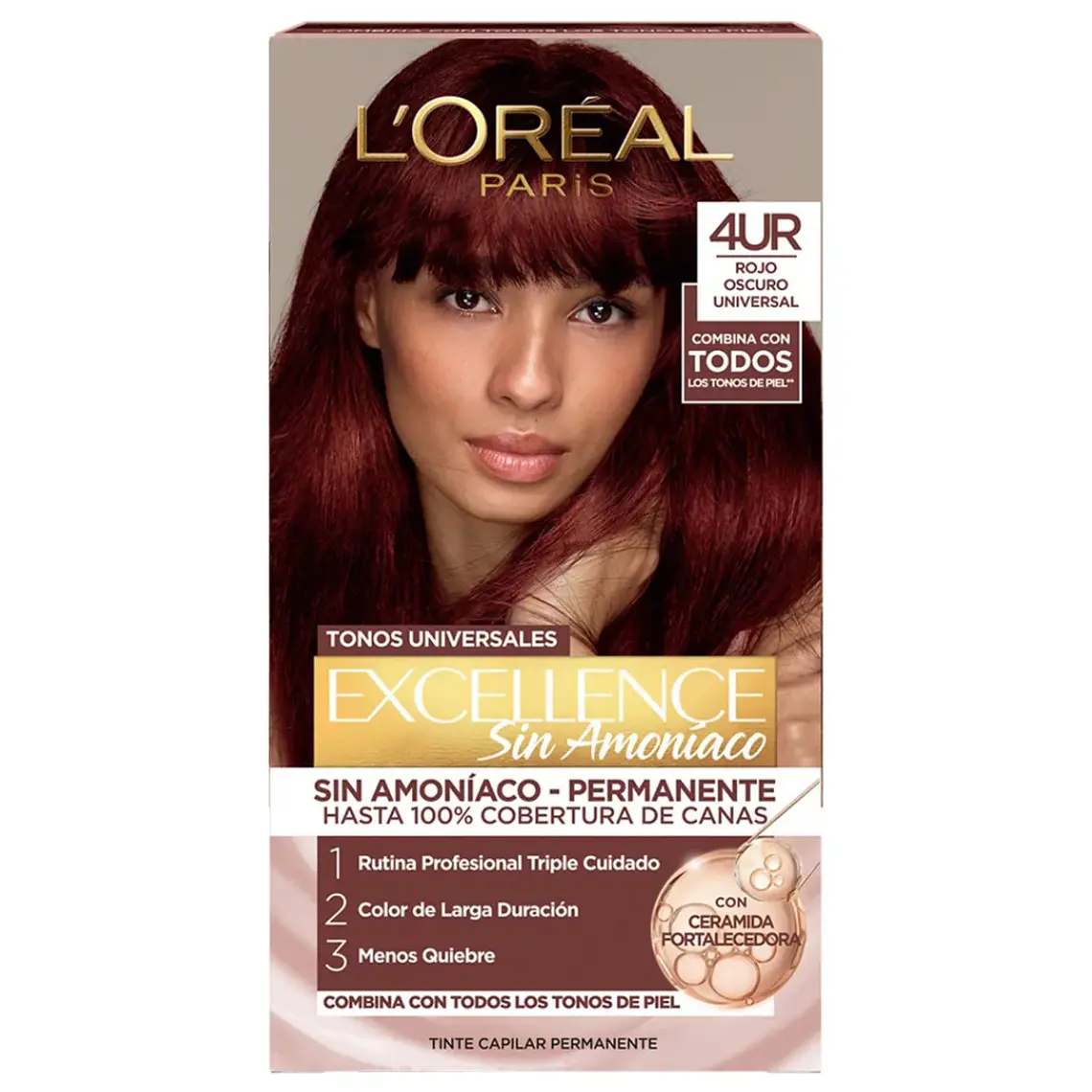 Tintura Excellence Rojo Oscuro Universal 4UR Sin Amoníaco - LOREAL 1
