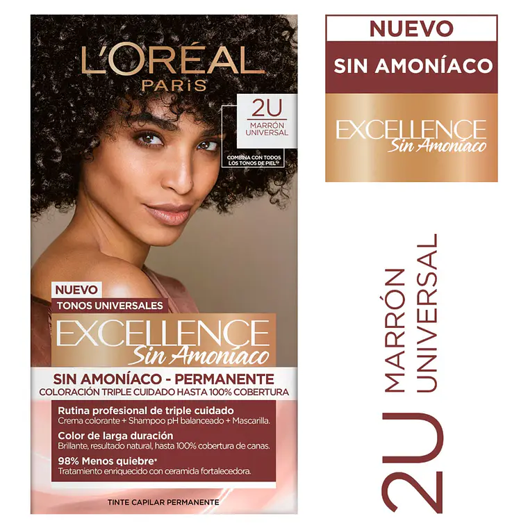 Tintura Excellence Marrón Universal 2U sin Amoniaco - LOREAL 2