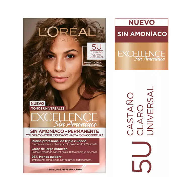 Tintura Excellence Castaño Claro Universal 5U Sin Amoníaco - LOREAL 1