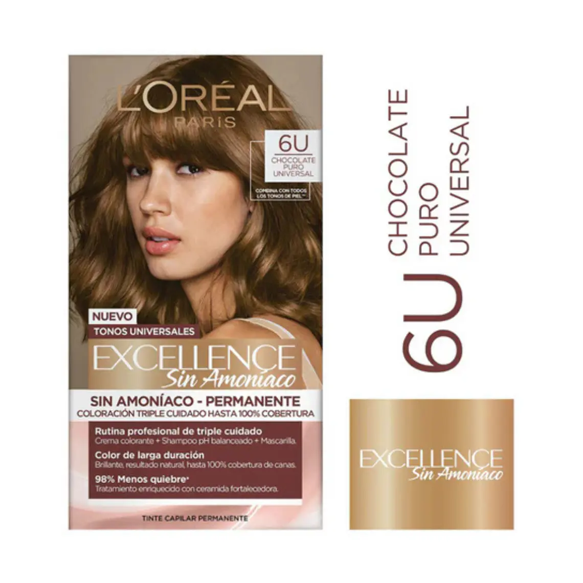 Tintura Excellence Chocolate Puro Universal 6U Sin Amoníaco - LOREAL 1