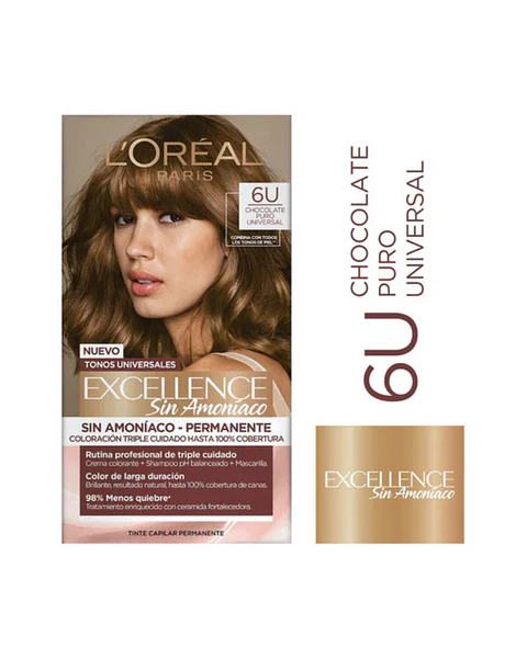Tintura Excellence Chocolate Puro Universal 6U Sin Amoníaco - LOREAL