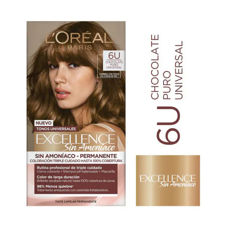 Tintura Excellence Chocolate Puro Universal 6U Sin Amoníaco - LOREAL 1