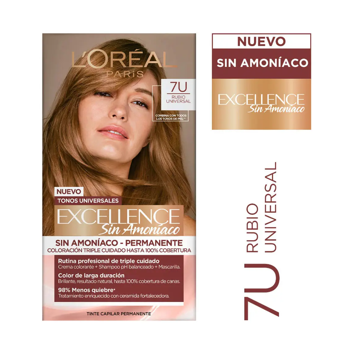 Tintura Excellence Rubio Universal 7U Sin Amoníaco  - LOREAL 1